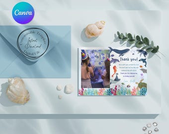 Under the Sea Thank You Gift Card Template, Customisable Canva (Digital Download)