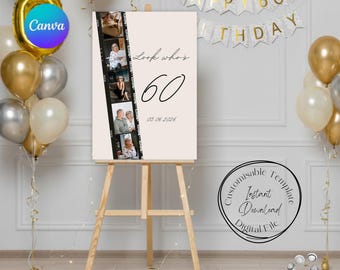 Look who's .. (Milestone Birthday) Welcome Sign Template, Party Printable, Canva Template (Digital Download)