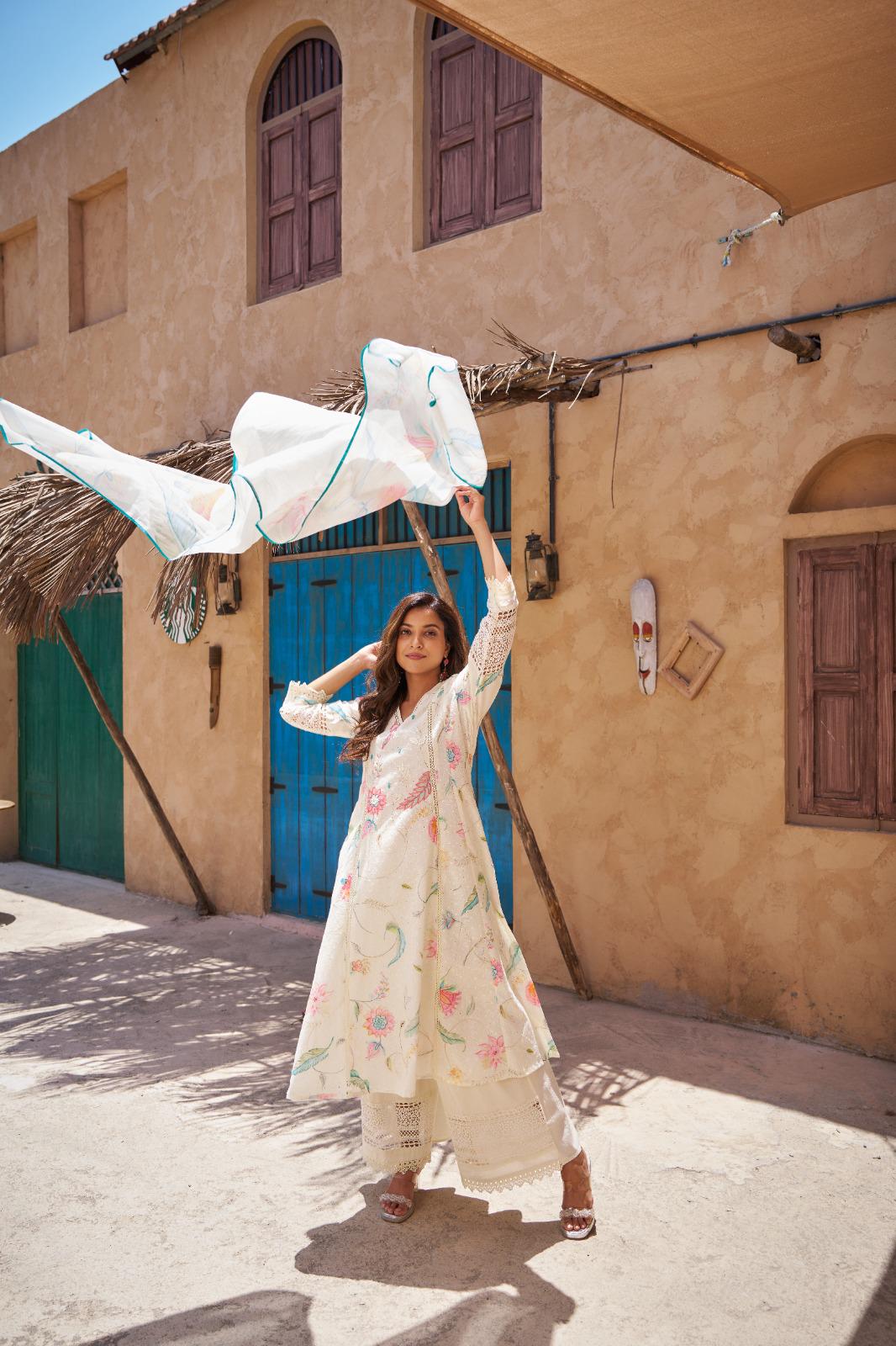 sachin and babi light blue dress Elegant Floral Print Women Dress Spring Summer Casual ruffle layered long  sleeved Chiffon A Line Long Maxi Dress main image 0