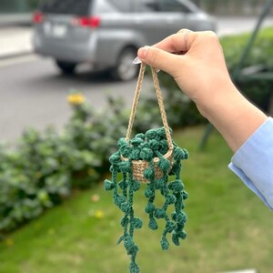 Crochet Mini String of Pearls Basket Car Hanging Plant Pattern, Tutorial Pattern, Car Plant Crochet Pattern, PDF, Instant Download