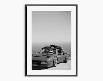 Ferrari F40, poster di auto, stampa di moda, stampe fotografiche, arte murale in bianco e nero