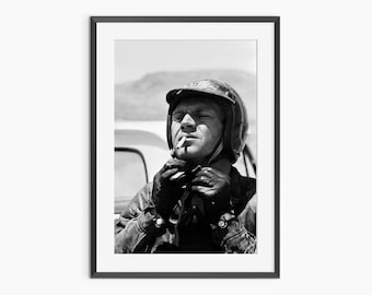 Poster di Steve McQueen, stampe fotografiche, stampa di Steve McQueen, poster retrò, arte murale in bianco e nero, poster fotografico di qualità museale