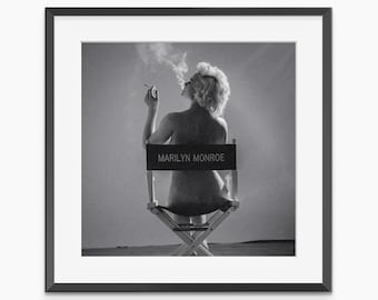 Marilyn Monroe Smoking, Photography Prints, Fashion Poster, Black and White Prints, Museum Quality Wall Art