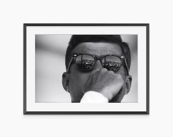 Poster JFK, stampe fotografiche, John F Kennedy, poster retrò, stampa JFK, arte murale in bianco e nero, poster fotografico di qualità museale