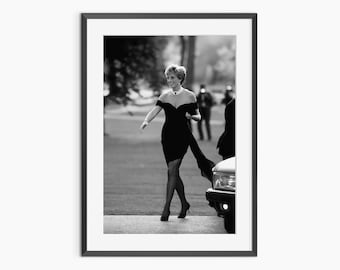 Principessa del Galles, stampa fotografica, abito da vendetta, principessa Diana, poster retrò, arte murale in bianco e nero, poster fotografico di qualità museale
