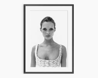Kate Moss Poster, Photography Prints, Vintage Poster, Kate Moss Print, Black and White Wall Art, Museum Quality Photography Poster