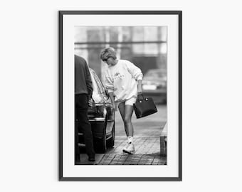 Prinses Diana, fotografieprint, prinses van Wales, vintage prints, zwart-witte muurkunst, fotografieposter museumkwaliteit