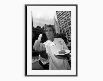 Anthony Bourdain, Odbitki fotograficzne, Odjechana sztuka ścienna, Odbitki kuchenne, Czarno-biała sztuka ścienna, Plakat fotograficzny w jakości muzealnej
