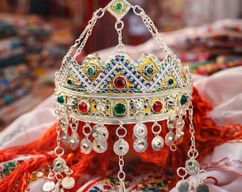 Moroccan Amazigh Tawnza – Handmade Silver Tribal Headpiece – Wedding & Festival Jewelry – Traditional Berber Hair Accessory