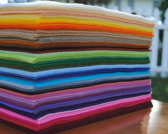 9" x 12" Wool Blend, Felt Sheets, 12 pieces, Your Choice of Colors