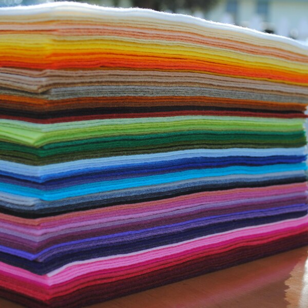 25% OFF!  9" x 12" Wool Blend, Felt Sheets, 12 pieces, Your Choice of Colors