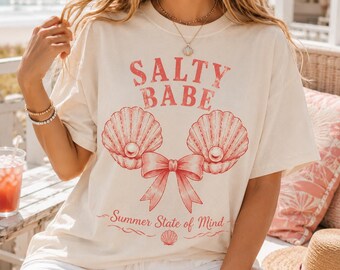 Salty Babe PNG, Muschelschleifen-Grafik, Sommer-Küsten-Vibes (Digitaler Download)