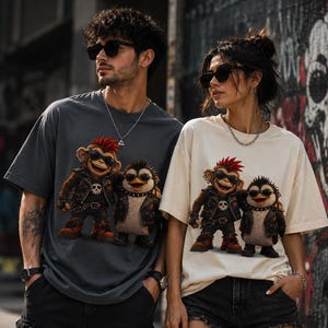 Punk Monkey Penguin Graphic PNG, Rock Streetwear T-Shirt Design (Digital Download)