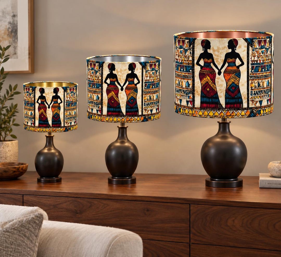 Bespoke Handmade by Order African Tribal Women Standing Pattern Drum ...