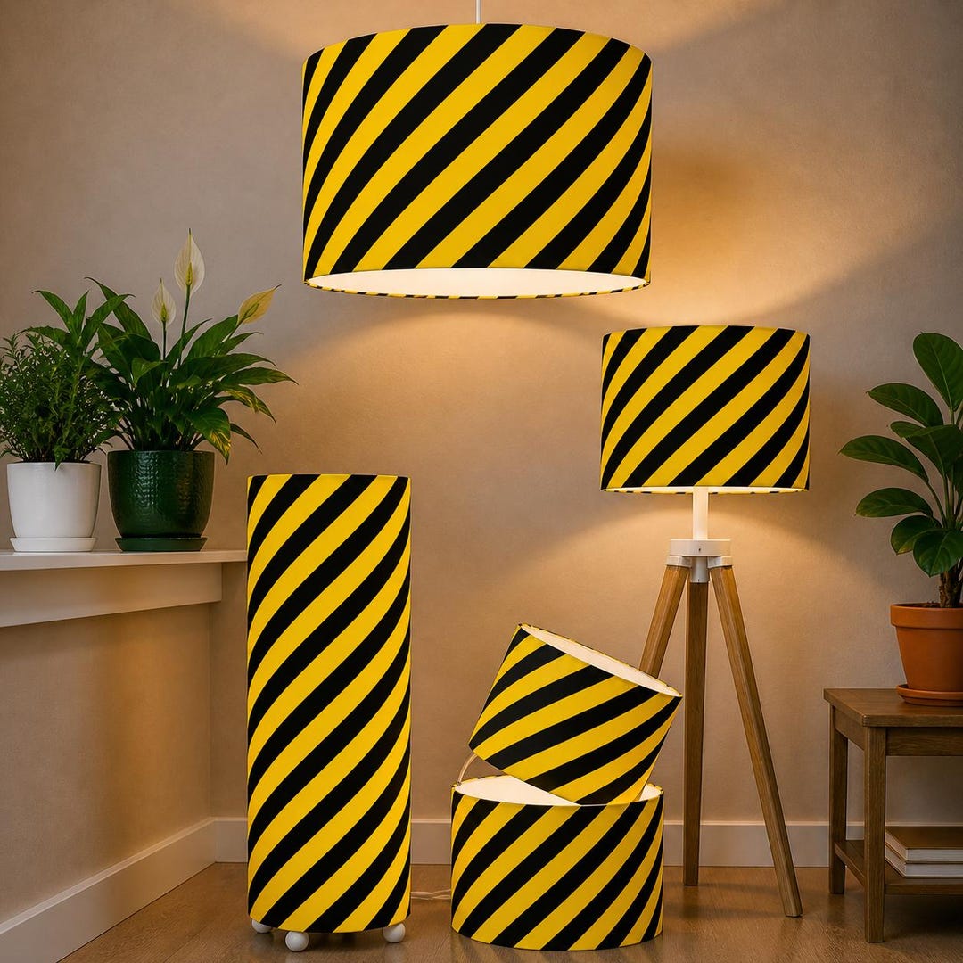 Lighting Stip Pattern Bespoke Handmade by Order Yellow and Black Velvet Diagonal Stip Pattern ...