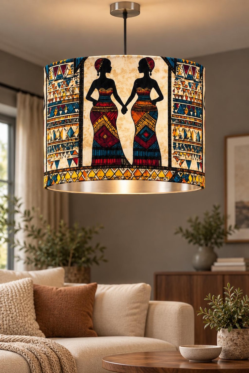 Bespoke Handmade by Order African Tribal Women Standing Pattern Drum ...
