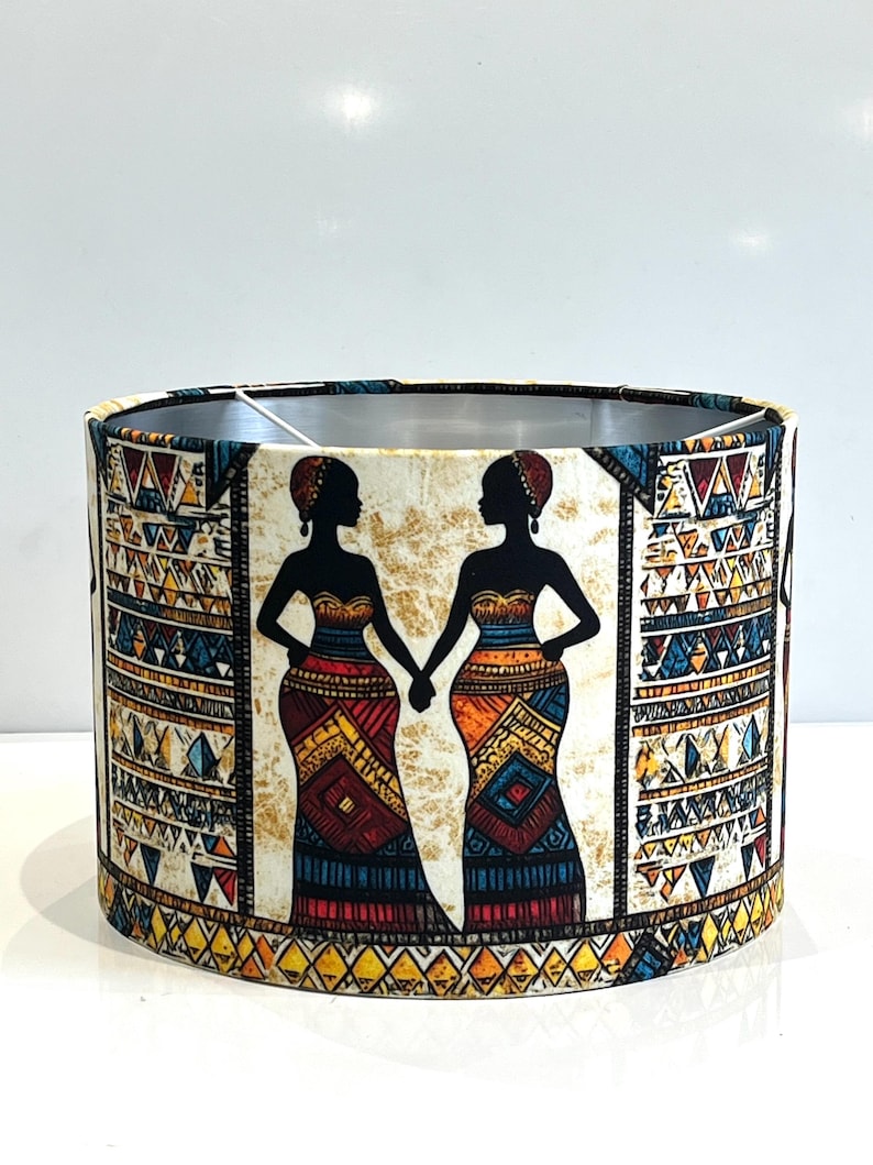 Bespoke Handmade by Order African Tribal Women Standing Pattern Drum ...