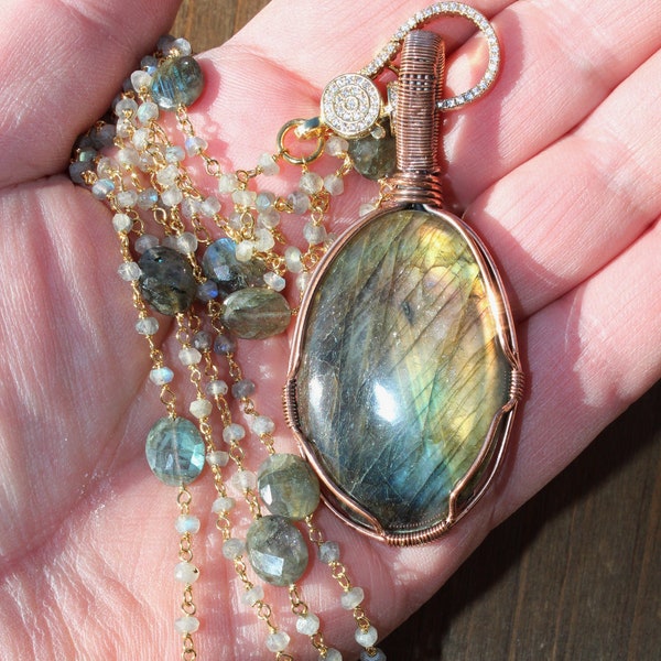 Lustrous Labradorite Necklace, Jewelry Gifts for Her, Knottedup, Labradorite Jewelry