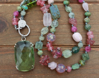 Gemstone Necklace Artisan Handmade Total Glam by Knottedup