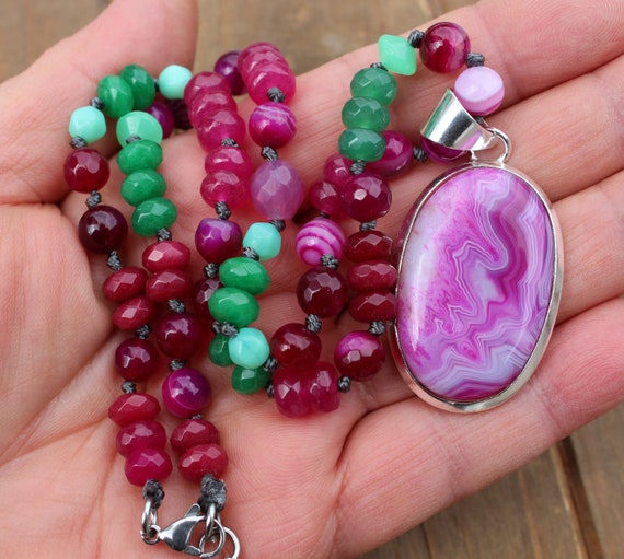 Pink 2024 agate jewelry