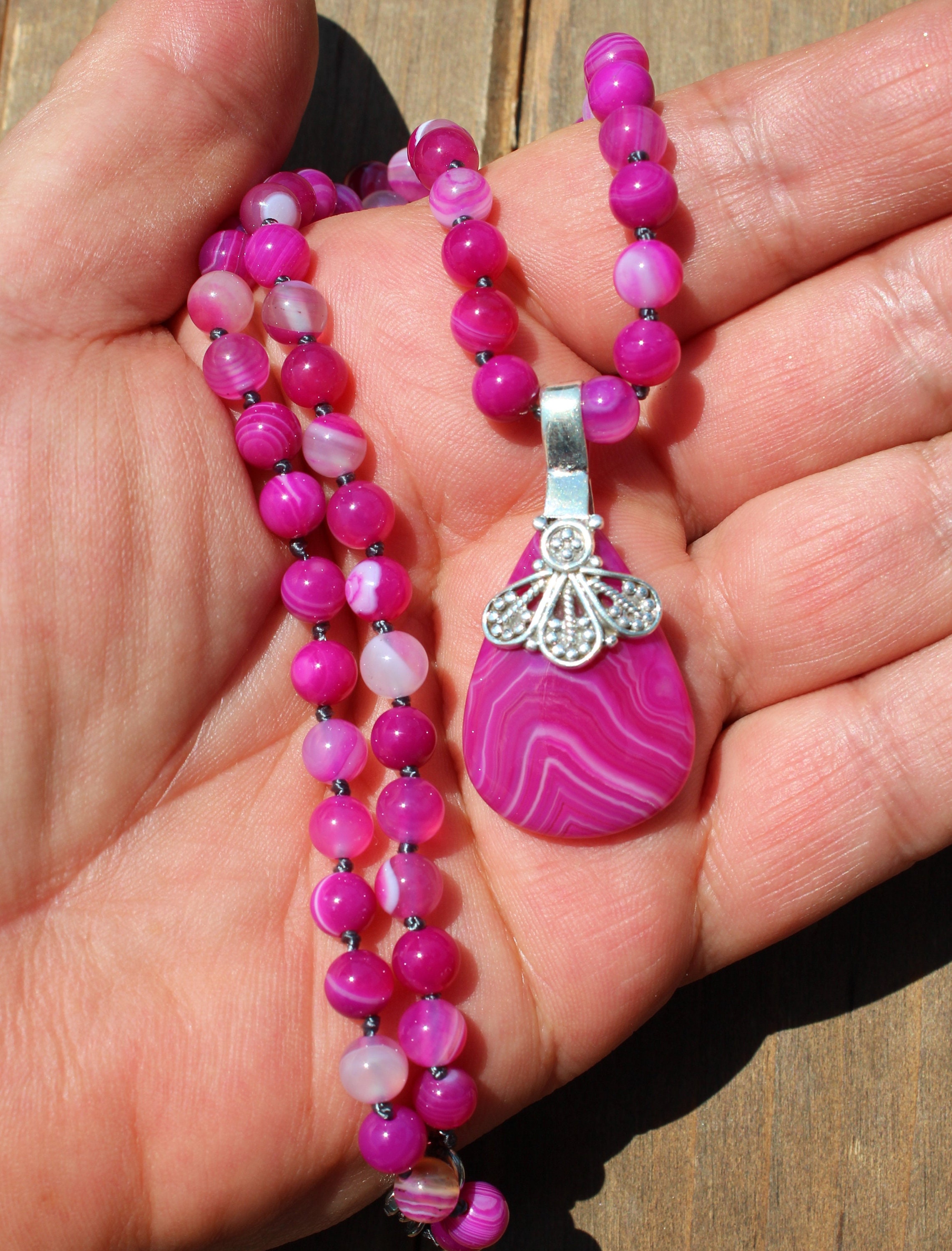 Pink on sale agate jewelry