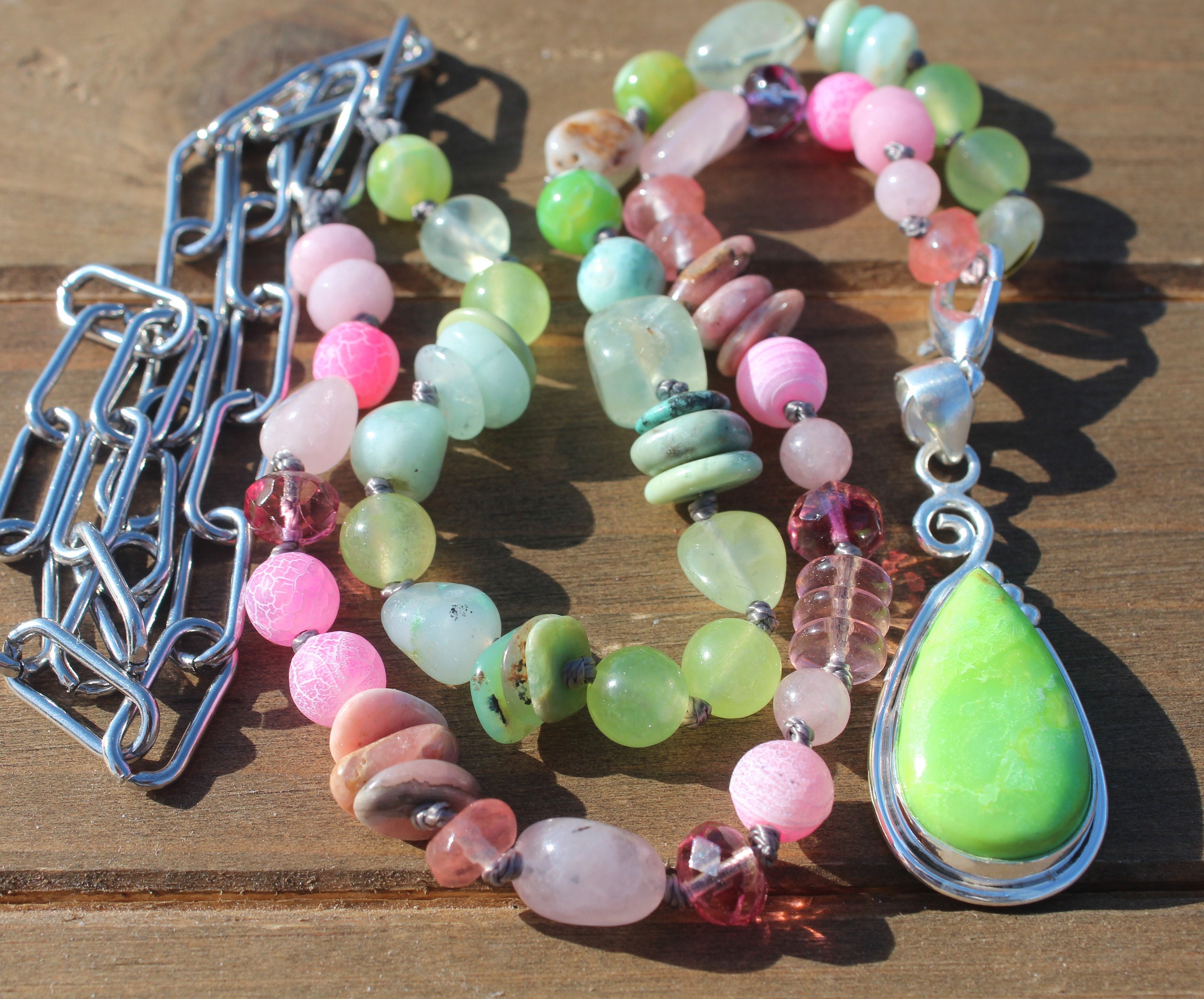 Long Beaded Necklace with Pendant Vision Quest by Etsy