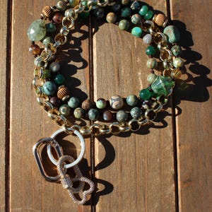 Long Gemstone Turquoise Lanyard, Gift for the Professional, ID holder, by Knottedup