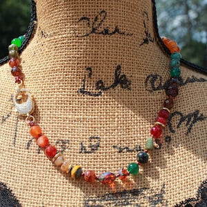 Vibrant Gemstone Statement Necklace: Unique Beaded Jewelry for Her by Knottedup