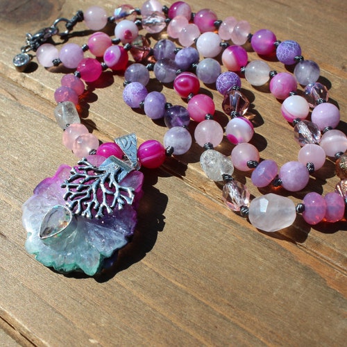 Beaded Necklace, Solar Quartz Necklace, 23 inch shops Necklace, Hand Knot Jewelry for Her, Knottedup