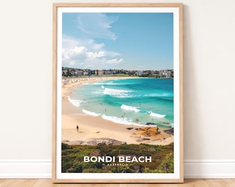 Bondi Beach Sydney Poster - Australia Travel Print - Coastal Beach Wall Art - Ocean Waves Photography Decor - Australian Travel Gift