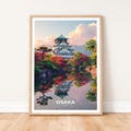 Osaka Japan Poster - Vintage Travel Print, Osaka Castle Art, Japanese Wall Decor, Retro Japan Print, Kyoto Travel Gift, Asian Art