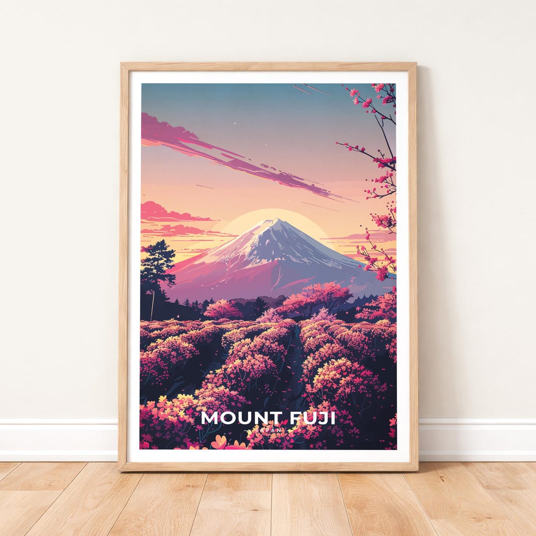 Mount Fuji Japan Poster - Chureito Pagoda Vintage Wall Art - Retro ...