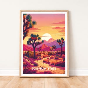 Joshua Tree National Park Poster - California Desert Wall Art - Mojave Sunset Print  Retro Nature Decor  Minimalist Southwest Landscape Gift