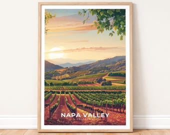 Napa Valley Poster - California Wine Country Wall Art - Vineyard Sunset Print - Napa Valley Gift - Minimalist Farmhouse Decor - Wine Art