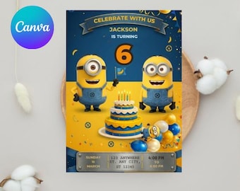 Invito di compleanno dei Minions / Modello per festa a tema Cattivissimo me (download digitale)