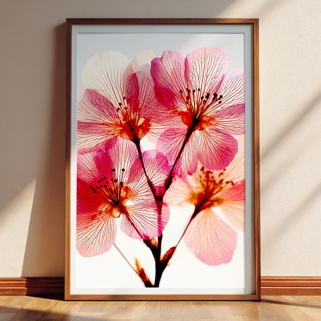 Pink Cherry Blossom Wall Art Large Floral Print Bold Sakura Poster - Etsy