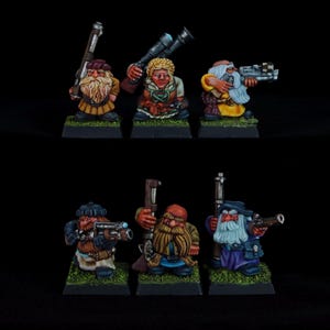 Dwergschutters Pt. 2- Een set van 6 oldschool fantasy-miniaturen, schaal van 28 mm (NIET geverfd)