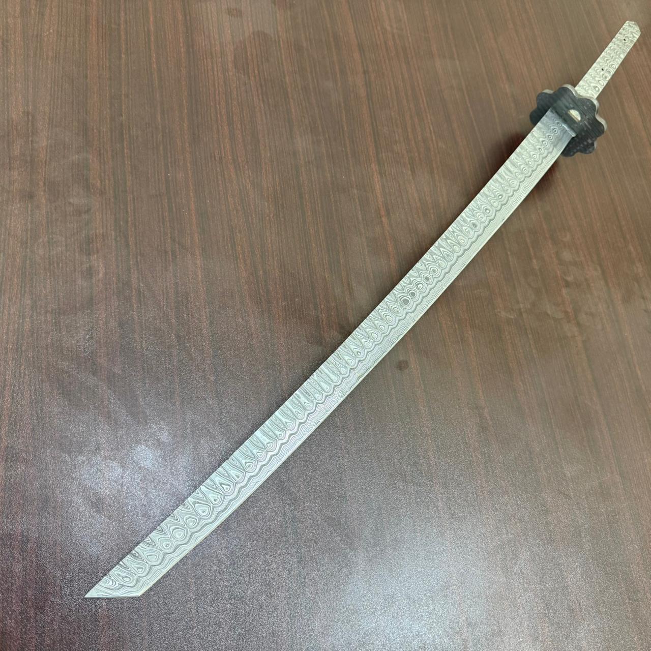 Handmade Damascus Steel Katana Sword Leather Handle 29 Inch Samurai ...