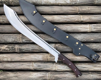Machete de acero al carbono 5160 / Hoja de espiga completa de 71 cm con mango de palisandro