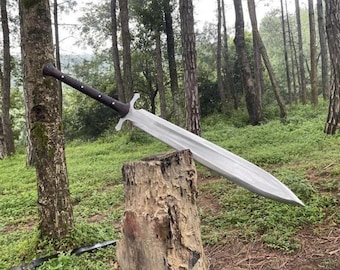 Espada vikinga de supervivencia de 36 pulgadas hecha a mano a medida / Hoja de acero al carbono / Espada de caza