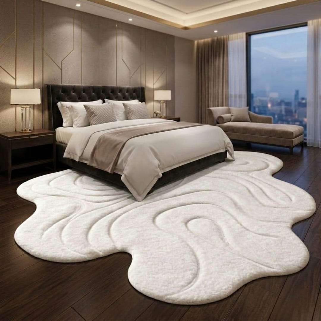 Handmade Abstract Wool Rug, Modern Irregular Shaped Tufted Carpet ...