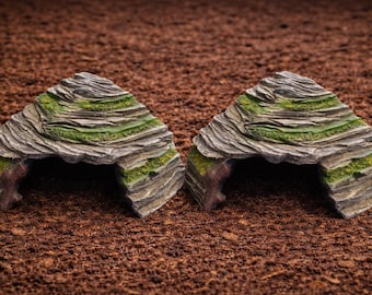 Lot de 2 de taille moyenne en peau de reptile, serpent de roche naturel et grotte de gecko, 6,5 pouces de diamètre, décoration de cachette de hamster en peau de hamster