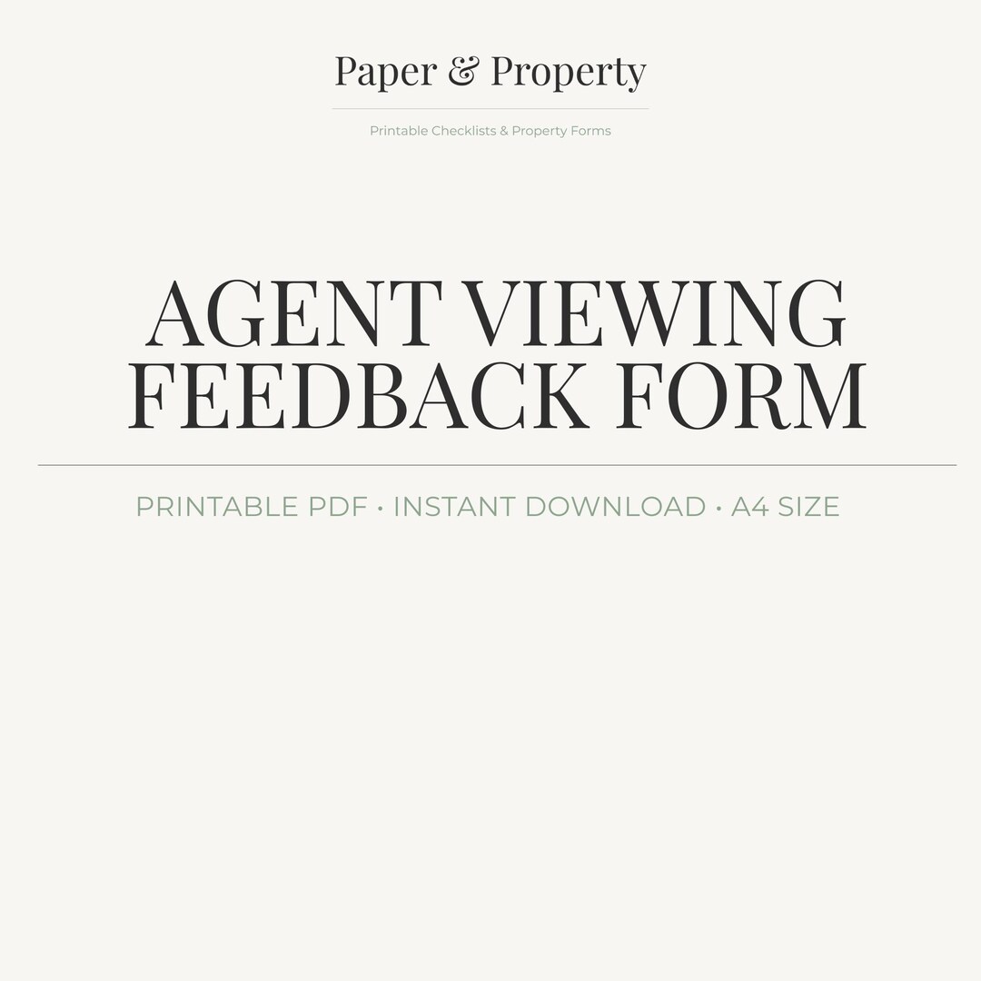 Viewing Feedback Form | Structured Feedback Sheet | Estate Agent PDF - Etsy