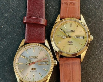Lot of 2 Automatic Citizen Wrist Watches: Gold plated, Made in Japan