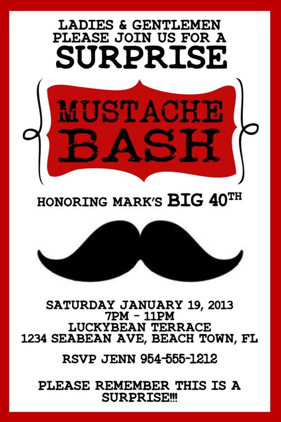 Free Mustache Invitations Template 3