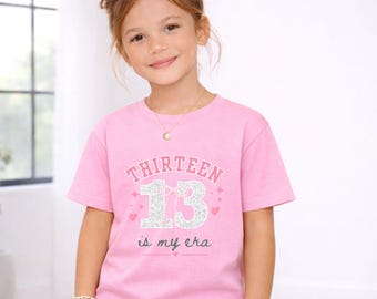 13 is My Era 13.Geburtstags-Mädchen-T-Shirt Dreizehn Jahre alt-Geburtstags-T-Stück Kokette Perlen-Bogen-niedliches adrettes dreizehntes B-Day Party-Outfit für Sie
