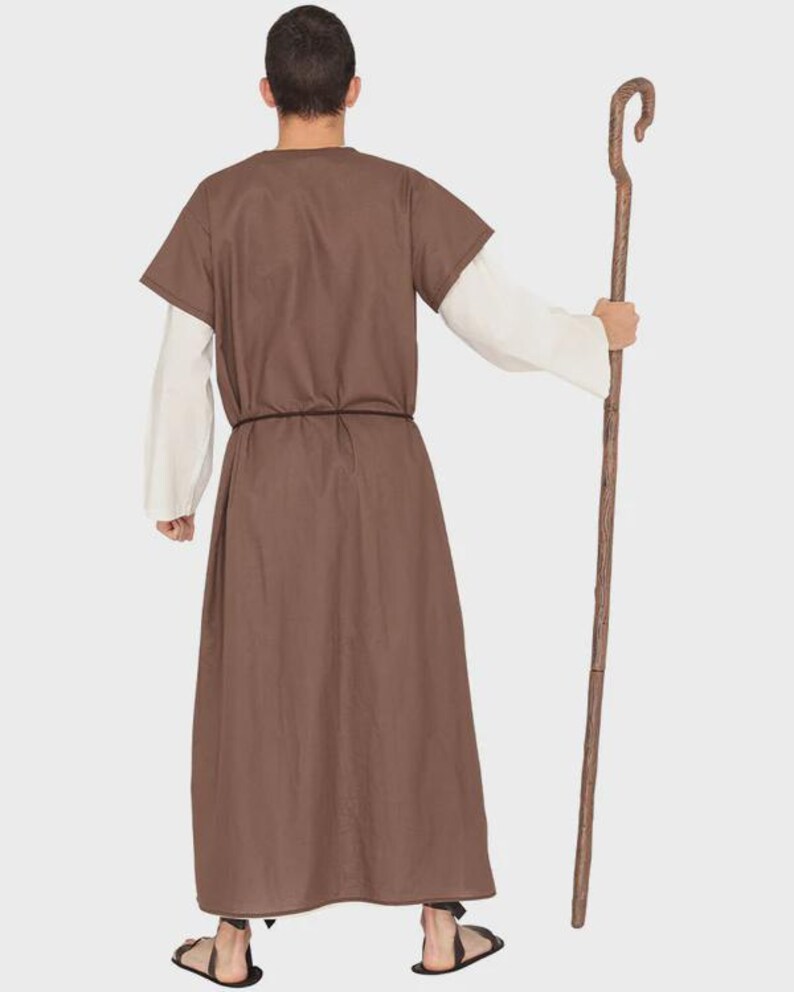 Shepherd In Robe Biblical Shepherd Costume for Men - Brown & White Robe With Belt ...