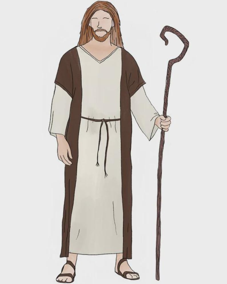 Biblical Shepherd Costume for Men - Brown & White Robe With Belt ...
