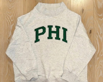 Sudadera de cuello alto bordada personalizada / cuello alto para mujer / felpa de algodón orgánico / corte holgado, cualquier letra, cualquier color