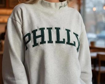 Customized Embroidered Philly Mockneck | Heavy Organic Cotton Fleece | Boxy Fit | Gift for Her